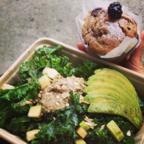 Gluten-free kale salad and muffin from The Butcher's Daughter